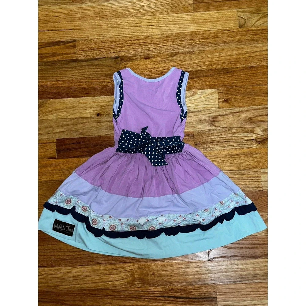 Matilda Jane The Pier Dress Good Hart Girls Size‎ 4 Purple Buttons Tie Front